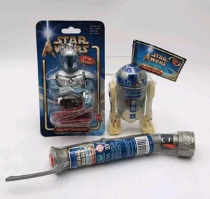 Star Wars Attack of The Clones 2002 Jango Fett Toy Candy Gum Dispenser Lot R2D2 - Picture 1 of 8