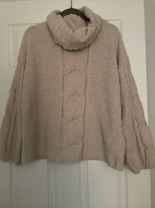 Seven7 Damen Langarm Strick Wasserfallausschnitt Chenille Pullover, Größe L - Beige - Bild 1 von 2