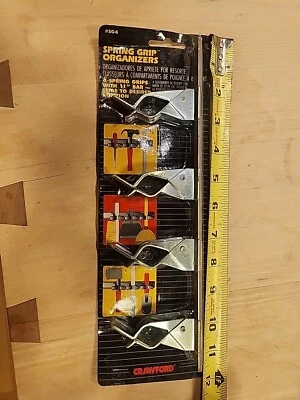 Organizador de empuñadura de resorte deslizante Crawford SG4 11" metal plateado 4 ganchos montaje en pared Foto 1 de 4