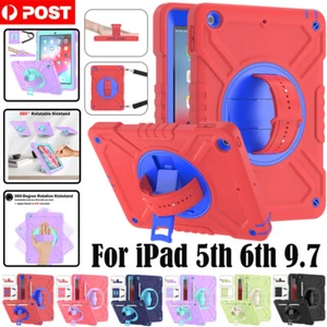For iPad 5th 6th Gen 9.7 Case Kids Friendly Heavy Duty Shockproof Strap Cover - Picture 1 of 72