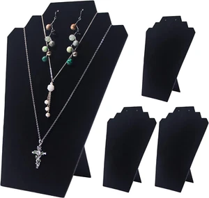 Juego de 4 piezas de expositor de joyas para collar y pendientes de color negro. - Picture 1 of 12