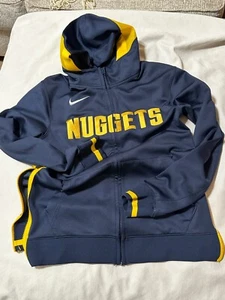 NBA Denver Nuggets Blue On-Court Zip Up Hoodie Jacket Nike Sz S Small - Picture 1 of 6
