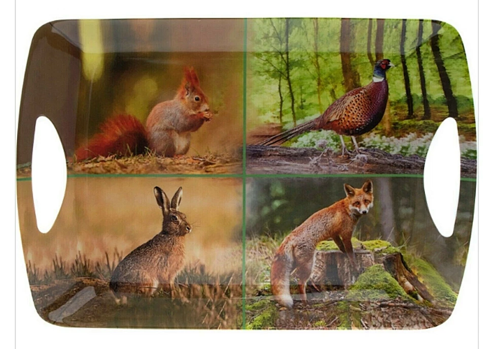 Tablett Wildlife Wald Tiere Waldtiere 45 x 32 cm The Leonardo Collection England - Bild 1 von 1