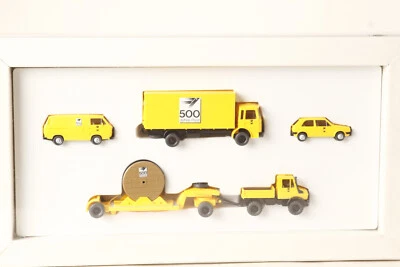 Wiking Modellautos 1:87  Set 500 Jahre Post mit Tieflader Kabelrolle   (68158) - Bild 1 von 4