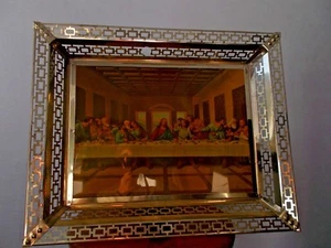 Marco de hoja de metal vintage-grande-jesús-última cena! - Imagen 1 de 4