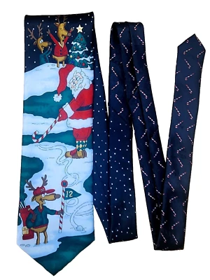 Corbata de Navidad para hombre 60" SANTA GOLFING reno bastón de caramelo corbata de Navidad saludos usada en excelente estado Foto 1 de 4