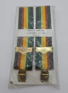 Vintage Suspenders 42” JCPenney Green Yellow Brown Tan Farmer  - Picture 1 of 5