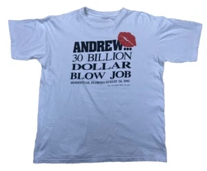 Hurricane Andrew 30 Billion Dollar 1992 Vintage T-Shirt Size XL Single Stitch - Picture 1 of 5