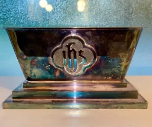 Vintage Sudbury Brass Alter Vase 3 Tiered Base •Raised IHS •8.5”D •71 Oz - Picture 1 of 12