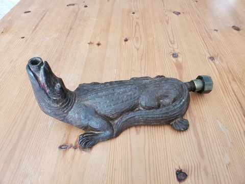 Vintage Cast Iron Alligator Garden Ornament / Sprinkler Cover