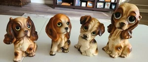 4 Rare Vintage Ceramic "Big Eyed" Dog Figurines Choice Japan Imports - Bild 1 von 7