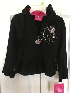 Girls Hello Kitty Black Hooded Sweatshirt Size 4 NWT - Picture 1 of 6