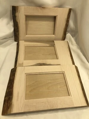 Lot of 3 Raw Natural Live Edge Maple Wood Picture Frame 5" x 8" Rustic Craft Z1 - Image 1 of 4