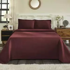 BEAUTIFUL XXXL COZY BURGUNDY WINE RED MODERN EXTRA LARGE BEDSPREAD QUILT SET - Picture 1 of 1
