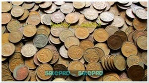 100x CANADA 1942 1943 CANADIAN GEORGE VI 2x RARE COPPER PENNY COIN ROLL LOT - Bild 1 von 2