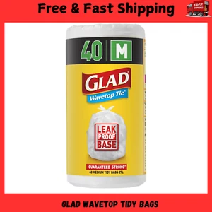 Glad Wavetop Tie Rubbish Bags, 40 Medium Kitchen Tidy Bags, Medium Size Fits - Picture 1 of 6
