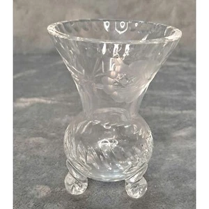 Three Footed 6" Crystal Cut Glass Vase Home Decor - Picture 1 of 8