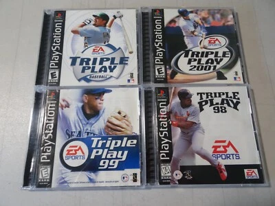 LOT OF 4 Triple Play 98 99 2001 MLB EA Sports Sony Playstation 1 PS1 CIB TESTED - Image 1 of 4
