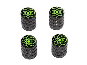 Atomic Symbol Green - Tire Rim Wheel Valve Stem Caps - Black - Picture 1 of 1
