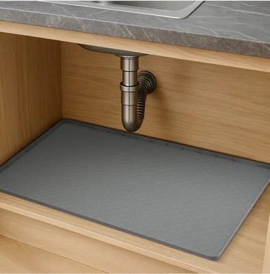 Mat Under Sink Drip Tray Shelf Liner with Drain Hole Durable Cabinet Mat Sink - Image 1 of 4