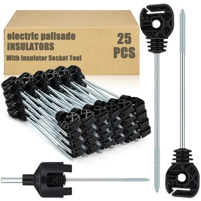 25 Pcs Electric Fence Wire Insulator with 1 Pcs Insulator Socket Tool Screw i... - Image 1 of 4