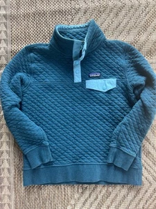 Patagonia Organic Cotton Quilt Snap T Pullover Sweater Womens Small Dark Teal - Picture 1 of 6