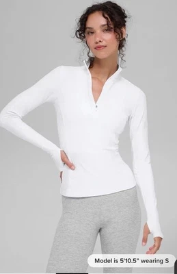 Alo Yoga Alosoft 1/2 Zip Rapid Pullover White XS NWT Long Sleeve Top - Image 1 of 4