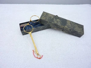 Antikes Lorgnon / Lorgnette, Klappbrille, Stielbrille, hochwertig vergoldet - Bild 1 von 7