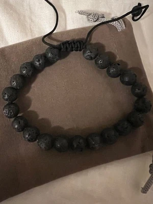NEW  Natural Stone Beaded Bracelet for Men - 8mm Black Lava Rock  - Image 1 of 3