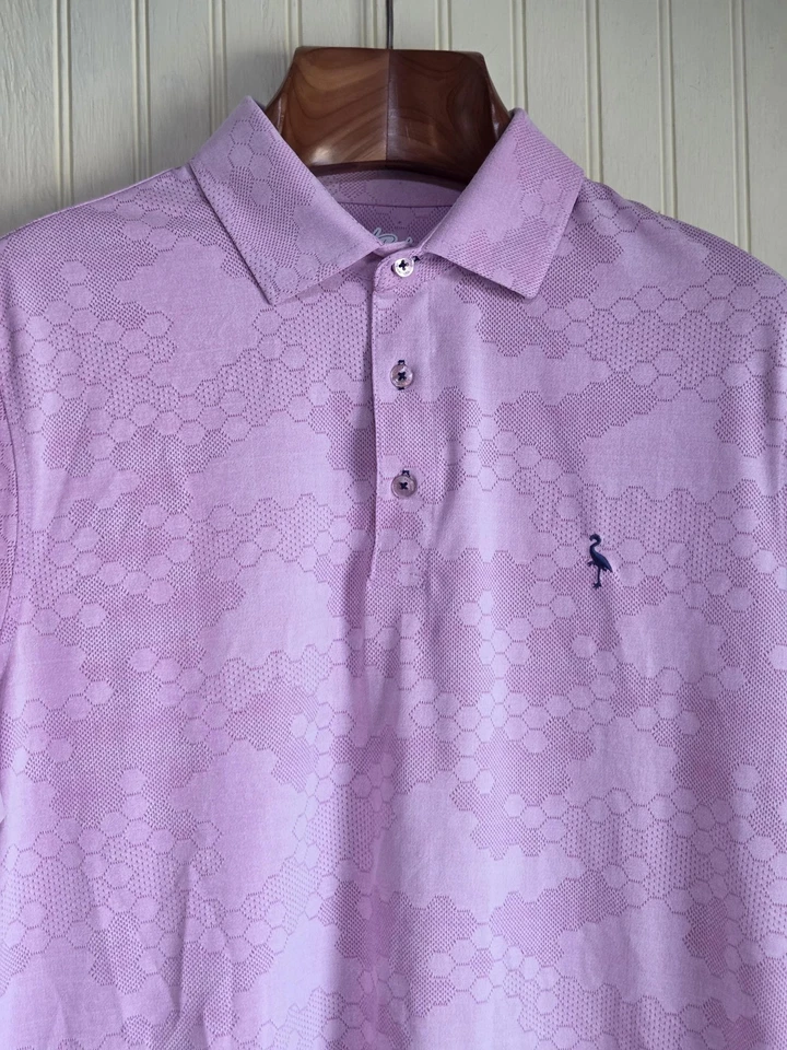 Camisa polo masculina TailorByrd grande roxa hexagonal camuflagem golfe desempenho umidade - Imagem 1 de 4