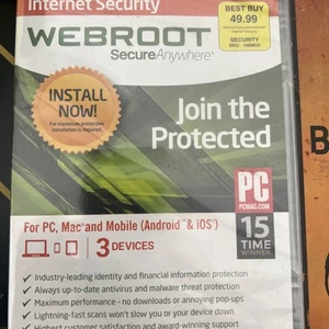 Webroot Secure Anywhere Internet Security 3 Geräte PC MAC Mobile Versiegelt Neu - Bild 1 von 3