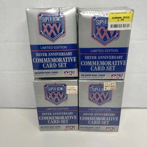 LOTE DE 4! Juego de cartas Pro 1991 aniversario plata Super Bowl XXV juego sellado! - Imagen 1 de 3