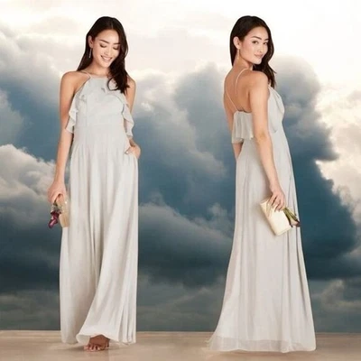 Maxi Vestido de Dama de Honor Gris Paloma de Gasa Gris Pájaro Jules Talla Grande NUEVO Foto 1 de 4