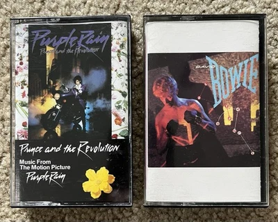 PRINCE / DAVID BOWIE - Let's Dance + Purple Rain CASSETTE Lot x2 * EXCELLENT - Image 1 of 4