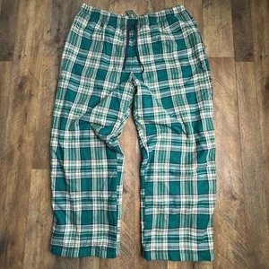 L.L.Bean Flannel Sleep Pants Women's XL Green Print Fleece-Lined Sleepwear NWT - Picture 1 of 13