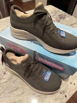 Womens Skechers Ultra Flex 3.0 Sneaker Shoe Size 8 Olive Green 149854 New In Box - Image 1 of 4