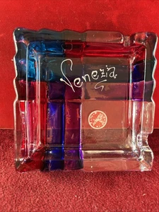 Cenicero cuadrado multicolor vintage de cristal de Murano Venzia MCM  - Imagen 1 de 9