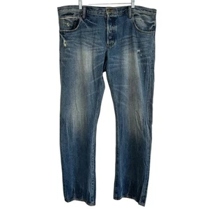 Pantalones de mezclilla PRPS Barracuda ribete desgastados botón mosca primavera '14 para hombre talla 42x34 - Imagen 1 de 18