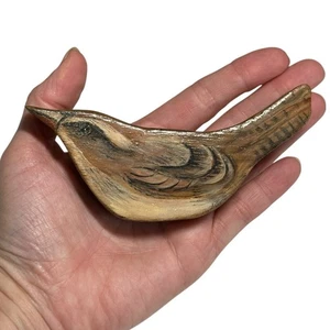 Geschnitzter handbemalter Carolina Zaunkönig Vogel aus Holz primitive Volkskunst Regal Dekor 5 Zoll - Bild 1 von 6