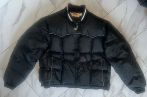 Vintage 70s COMFY Goose Down Black Jacket USA Made 80s Unisex L Nylon Coat EUC - Picture 1 of 14