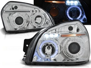 Headlights for Hyundai Tucson 2004 2005 2006 2007-2010 VR-1344 Angel Eyes Chrome - Picture 1 of 1