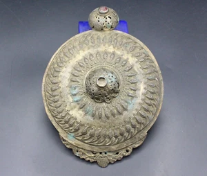 Ottoman Pendant, Silver Costuming Belt Buckle Carved Round Tribal Pendant, #B03 - Picture 1 of 8