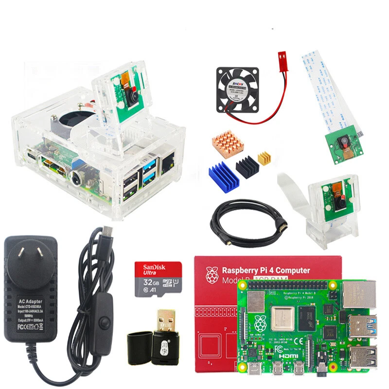 Raspberry Pi 4 2GB 4GB 8GB Kit Camera Module Case Fan Power Supply HDMI Heatsink - Image 1 of 4