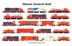 Mantel laminado de ferrocarril Illinois Central Gulf 11""x17"" Andy Fletcher - Imagen 1 de 1