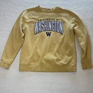 University Of Washington Champion Sweatshirt Unisex Med Yellow Embroidered Logo - Picture 1 of 11