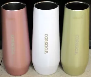 Lot 3 Metallic "CORKCICLE" Stainless Steel Insulated Stemless Flutes Cups Drink - Picture 1 of 2