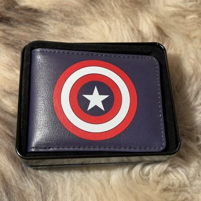New In Box! Buckle-Down Men's Bi-fold Wallet -Marvel’s Captain America’s Shield - Image 1 of 4