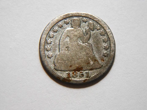 1851-P G/G+ Silver Seated Liberty Dime,  Nice Vintage Coin for a collection Cover