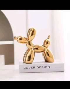 Palloncino ceramica oro scultura cane cucciolo nordico arredo casa soggiorno scrivania deco - Foto 1 di 4