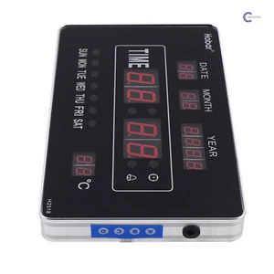 Digitaluhr LED Digital Mit Wanduhr Datum Kalender Temperaturanzeige Schwarz 220V - Bild 1 von 9